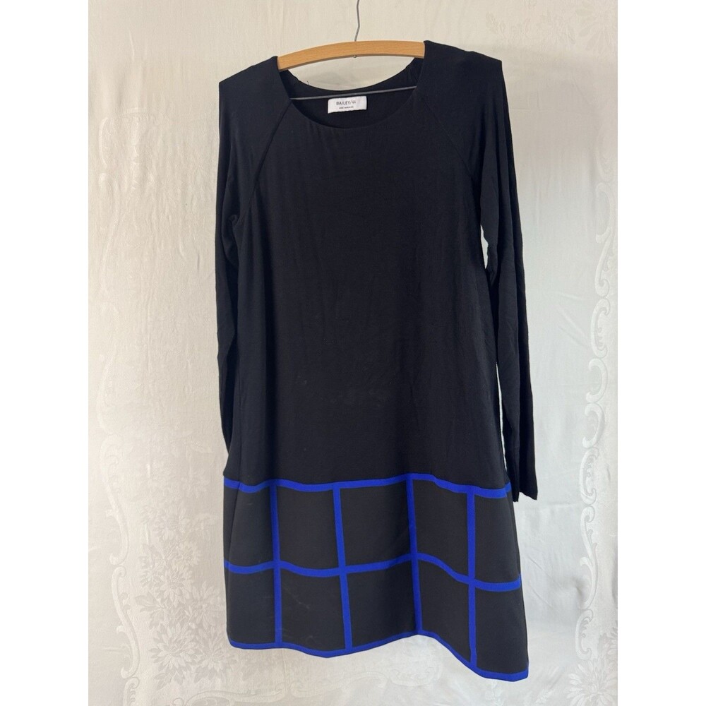 Bailey 44 Womens long Sleeve Boat Neck Shift Dress Black Size Large